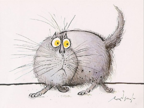 Рисованный кот прикольный