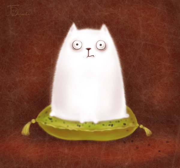 Белый мультяшный кот