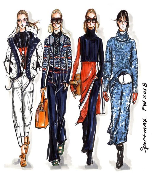 Модные фэшн иллюстрации