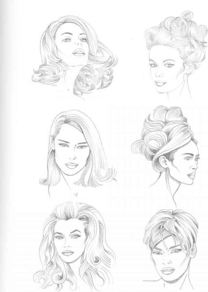 Эскиз прически карандашом