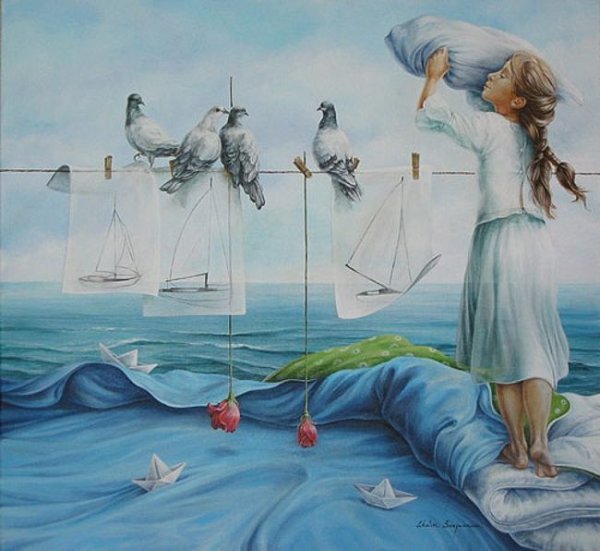 Женщина в тишине живопись