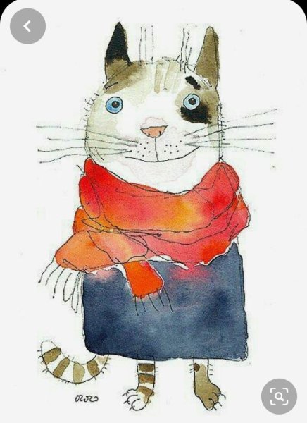 Котик акварелью для детей