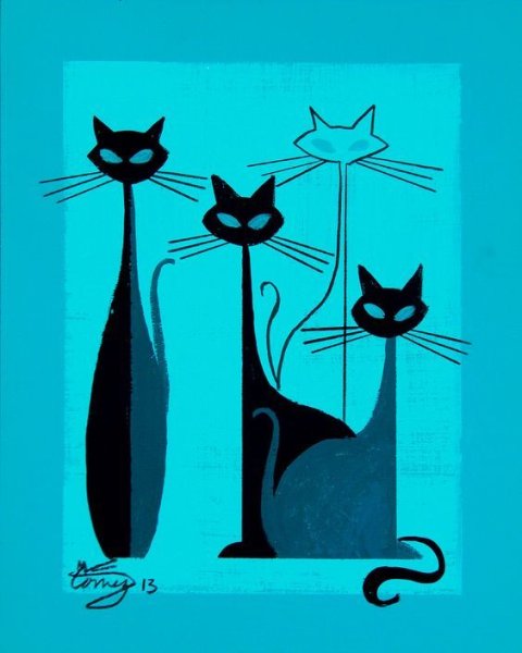 Коты черные стилизованные
