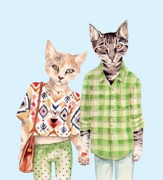Иллюстрации животных в одежде