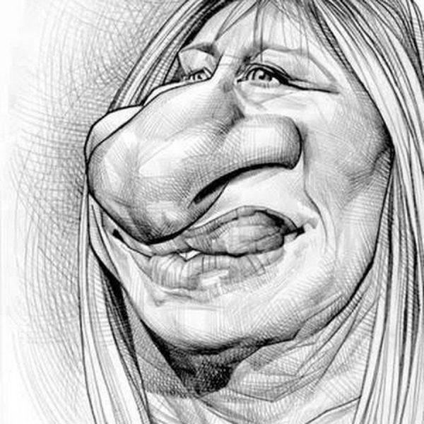 Карикатура лица человека карандашом