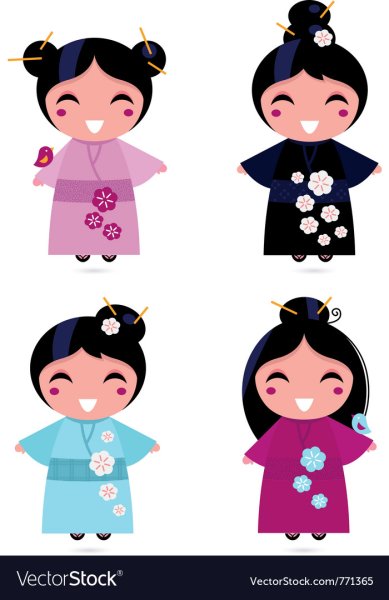 Гейша на белом фоне