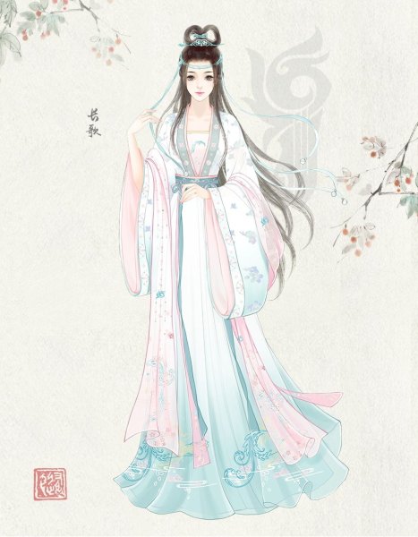 Нарисованная девушка в кимоно