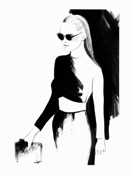 Фэшн иллюстрации в черно белой графике