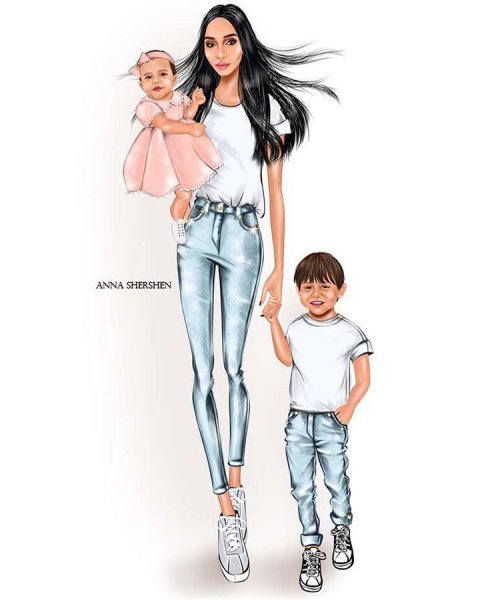 Модные иллюстрации семья