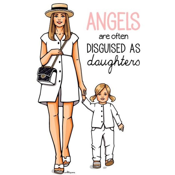 Рисованная модная мама