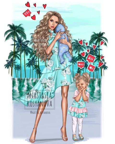 Модные иллюстрации семья