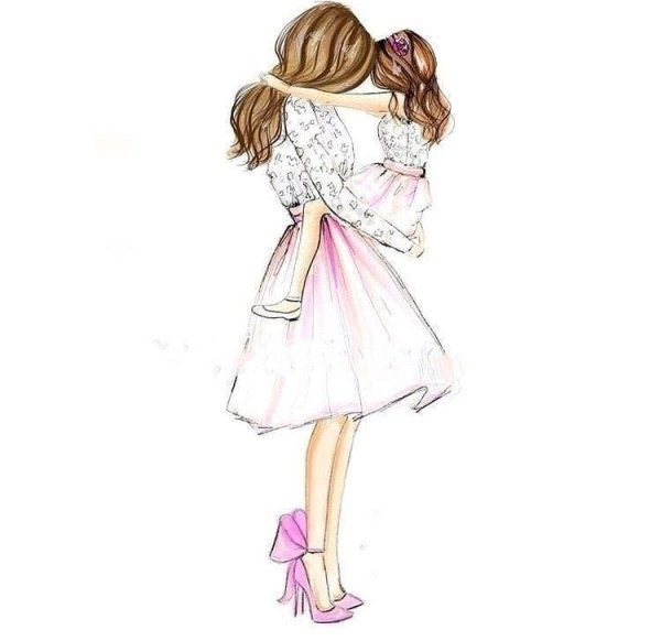 Модные иллюстрации мама и дочь