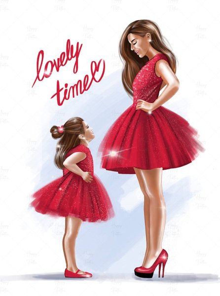 Модная мама рисунок