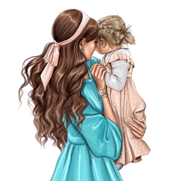 Фэшн иллюстрации мама с ребенком