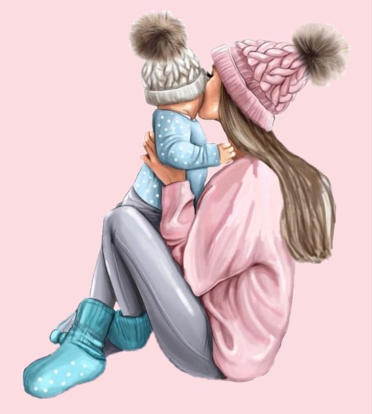 Модные иллюстрации мама и дети