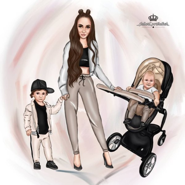 Модные иллюстрации мама и Сыночки