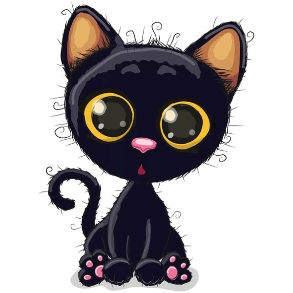 Мультяшный кот с большими глазами