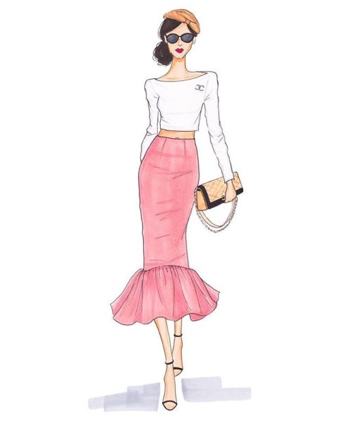 Юбка карандашом набросо