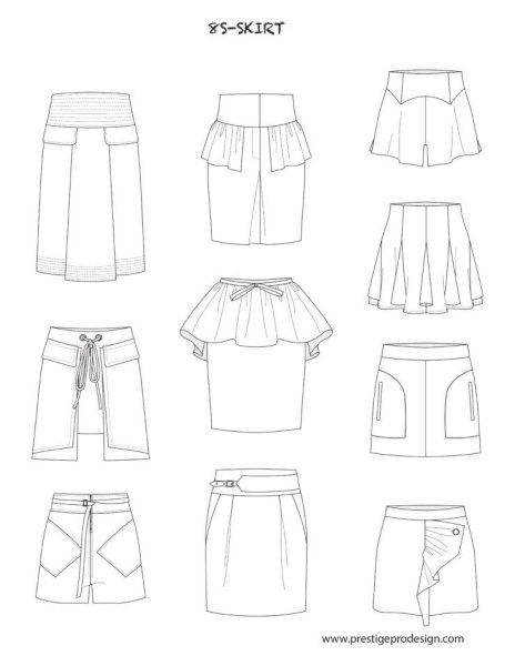 Юбка контур рисунок