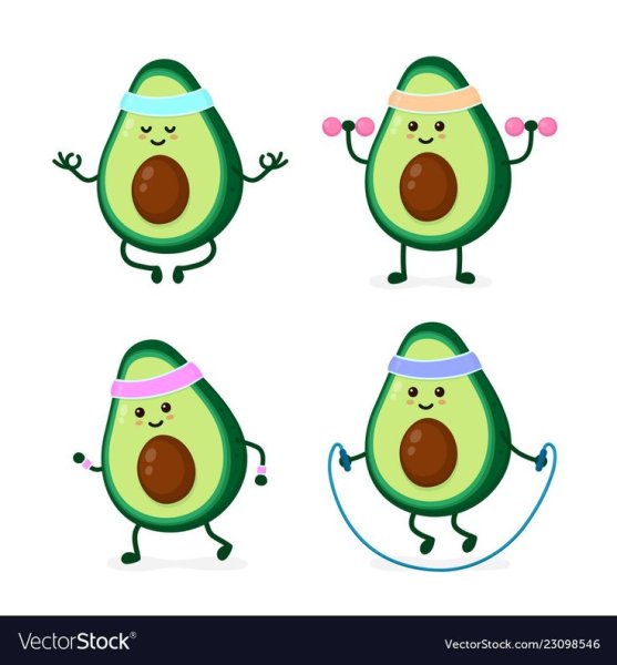 Авокадо мультяшный спорт