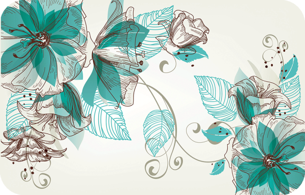 Бело-бирюзовые цветы