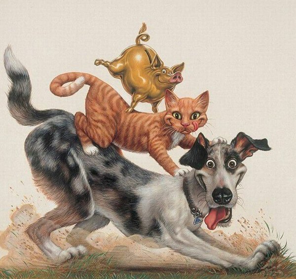 Кошка и собака иллюстрация