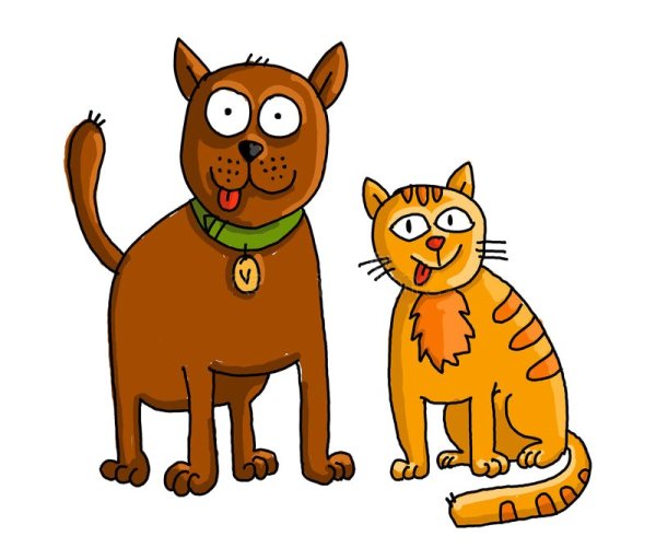 Мультяшный кот и пес