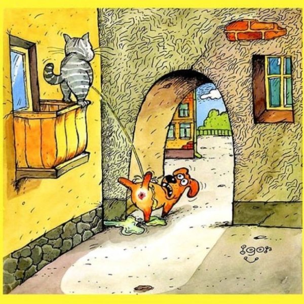 Кот карикатура