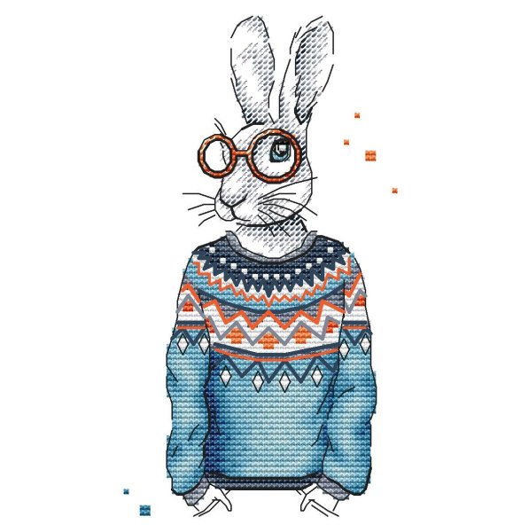 Заяц хипстер вышивка
