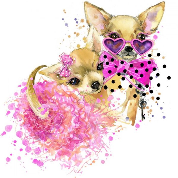 Собачка в очках акварель