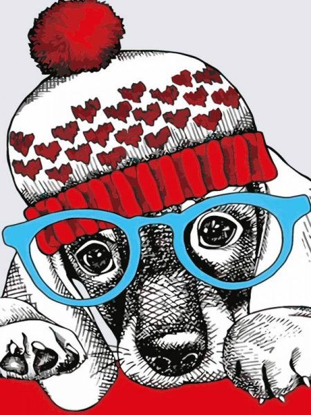 Животные в новогодних шапках рисунки