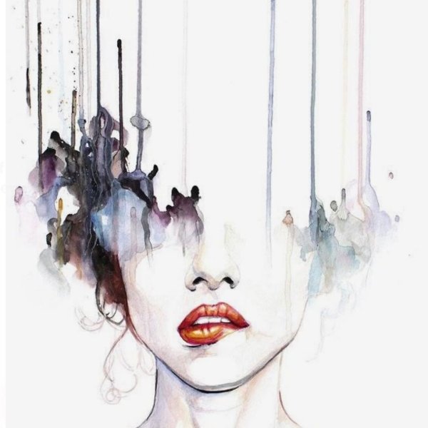 Женское лицо акварель