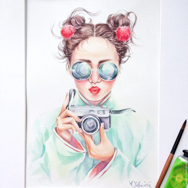 Стильные рисунки акварелью