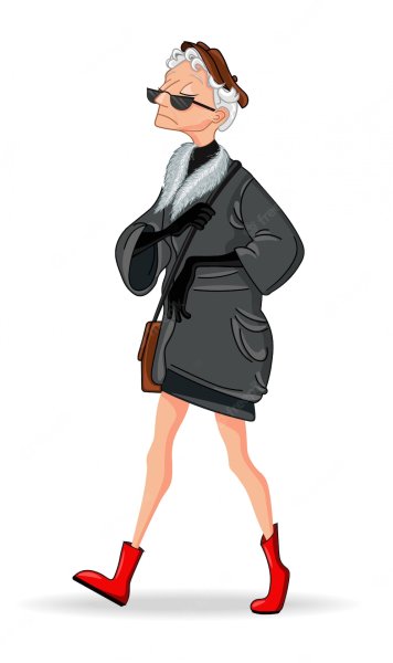 Нарисованная модная бабуля