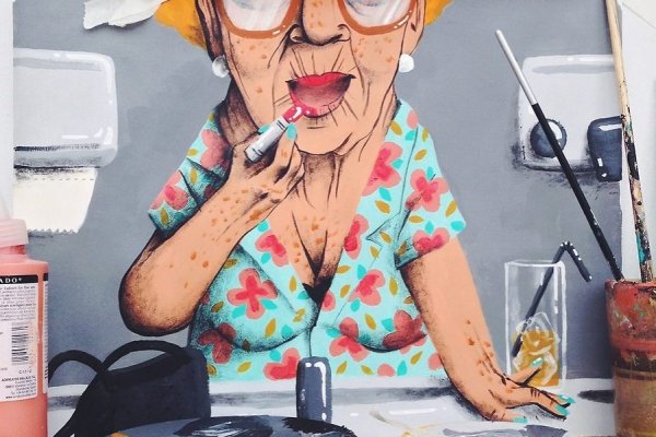 Нарисованная модная бабуля