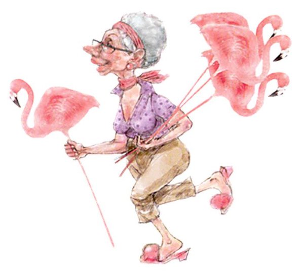 Нарисованная модная бабуля