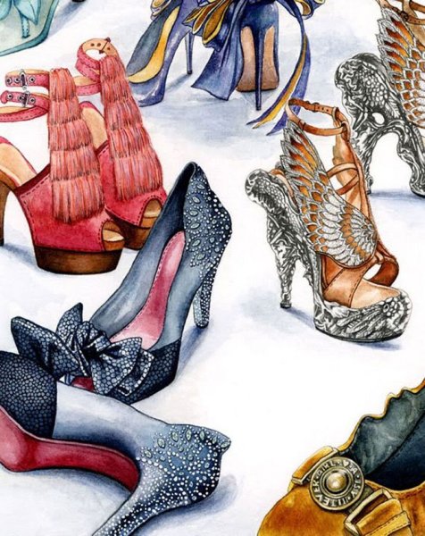 Модные стильные иллюстрации обувь