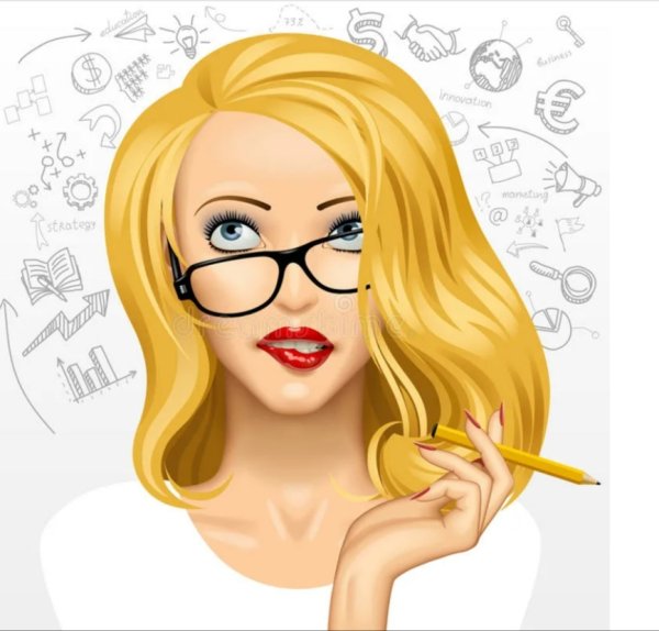 Блондинка в очках нарисованная