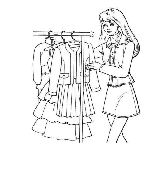 Раскраска одежда модная