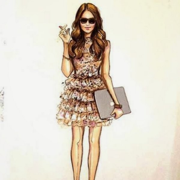 Модные нарисованные девушки