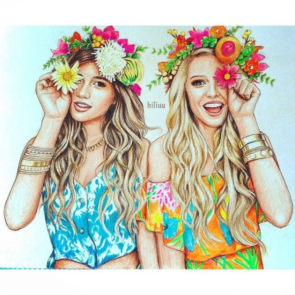 Подруга нарисованная цветные