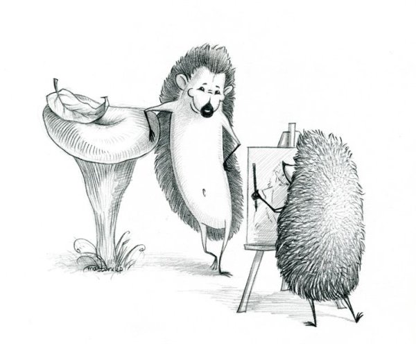 Ежик рисованный смешной