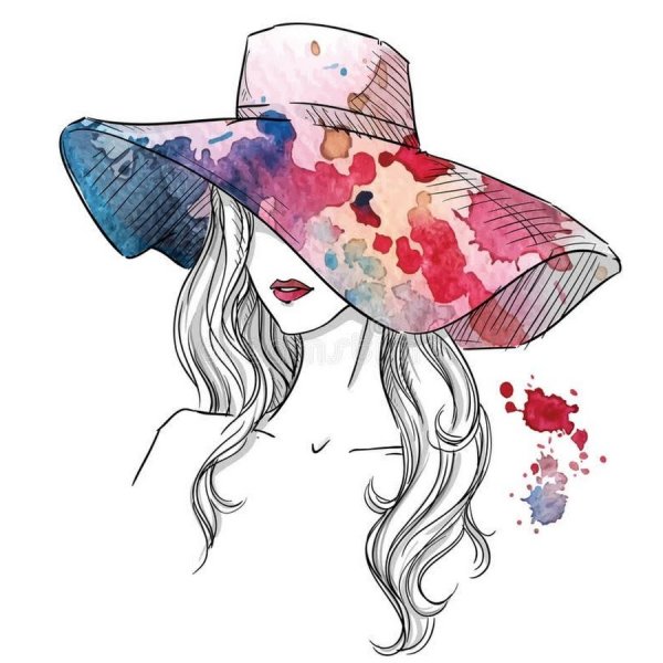 Фэшн иллюстрация девушка в шляпе
