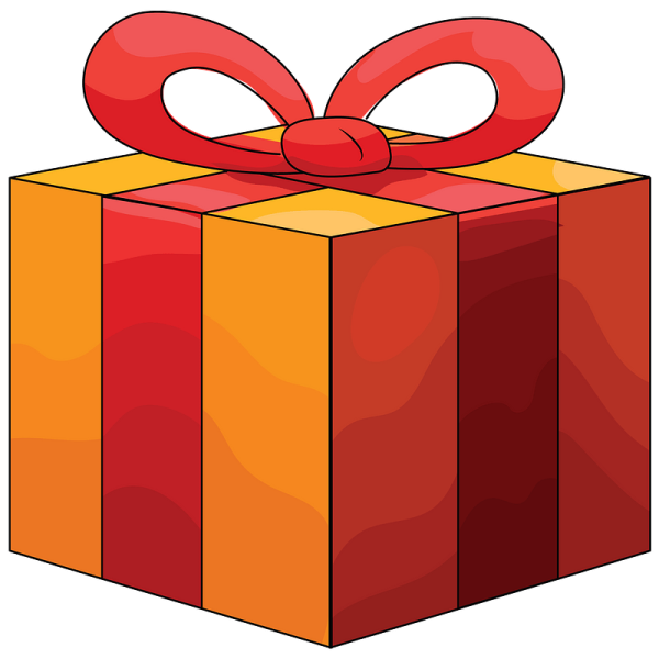 Подарок значок оранжевый