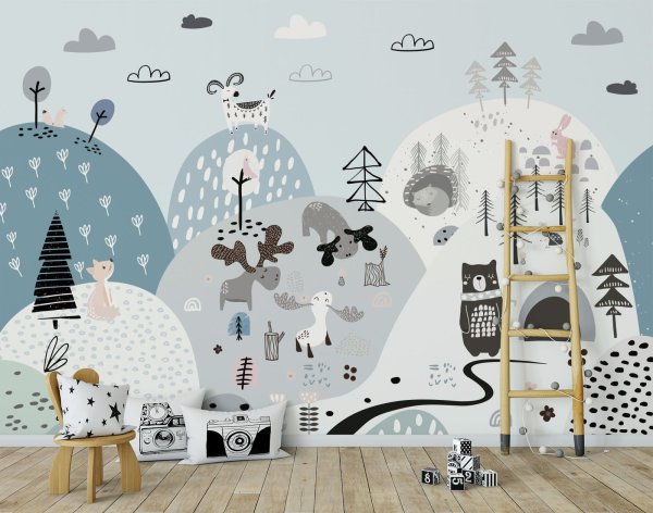 Монохромная роспись стен в интерьере