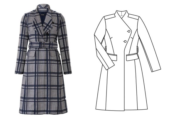 Демисезонное пальто для женщин эскиз