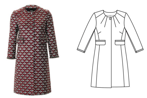 Пальто с воротником стойка Burda