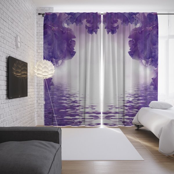 Шторы в спальню фиолетового цвета