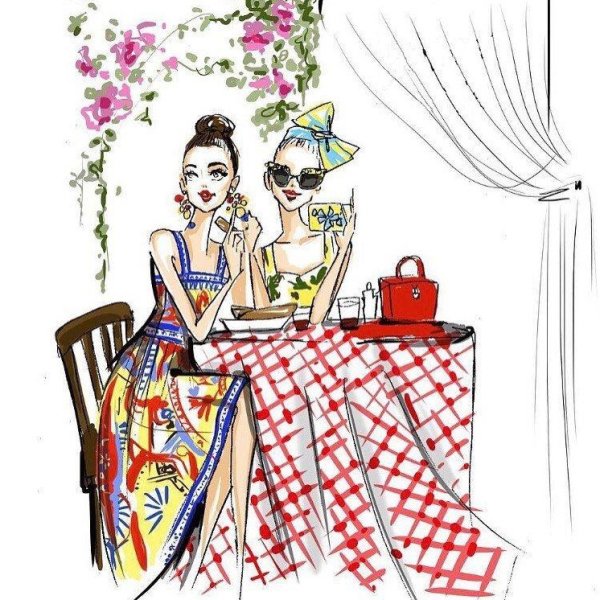 Девушка в кафе скетч