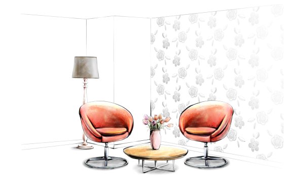 Дизайнерская мебель на белом фоне